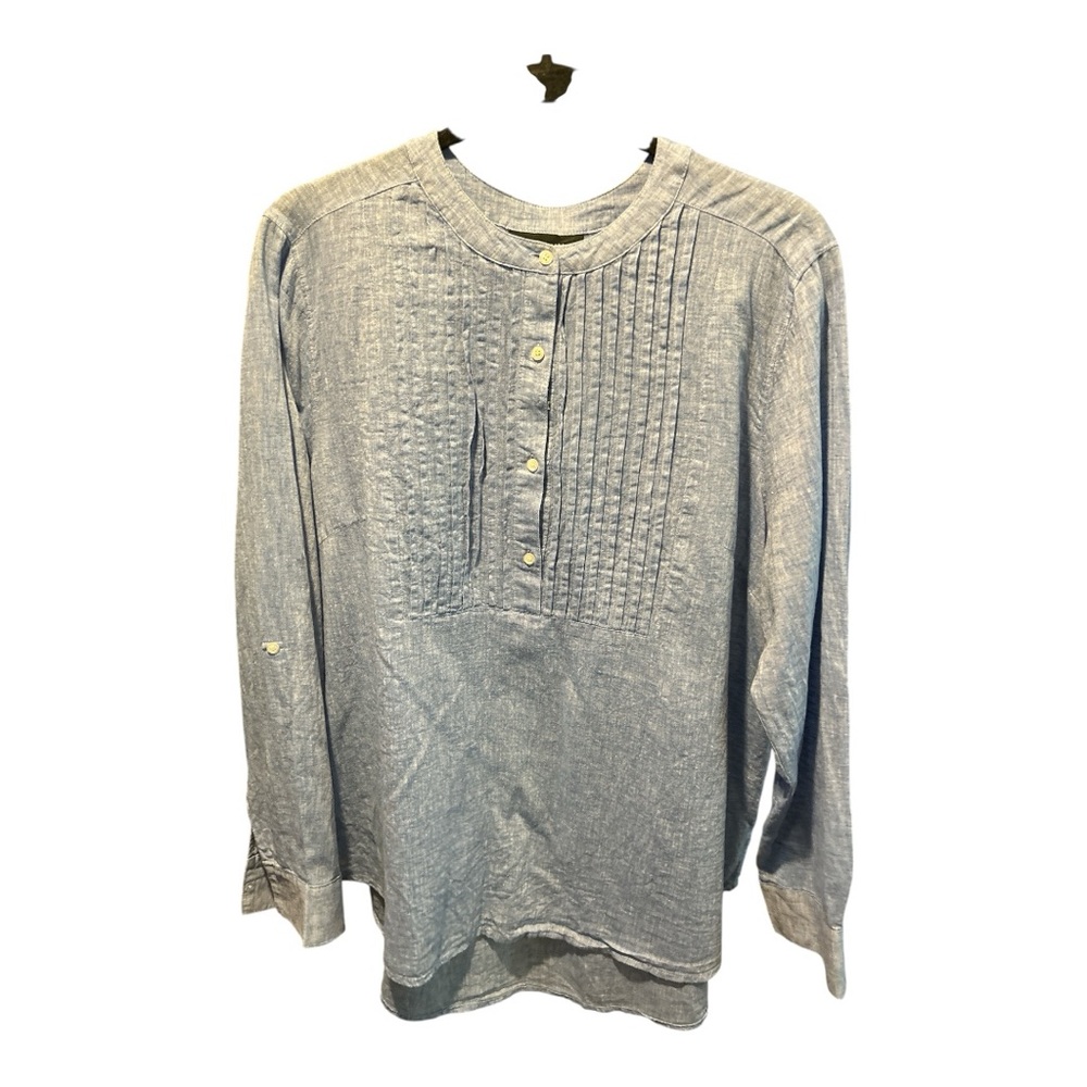 Lane Bryant Linen Chambray Blue Tunic Top